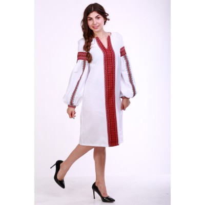 Embroidered dress "Thought" White&Red